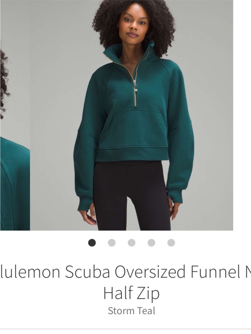 Lululemon Scuba Oversized Funnel Neck Half Zip Storm Teal/ Gold Sz XS/S